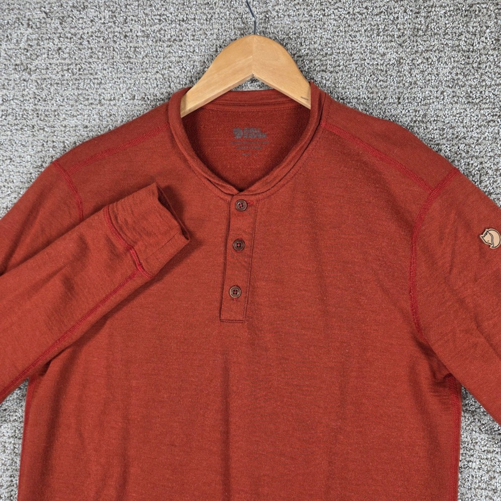 Fjallraven Lappland Merino Henley LS Shirt Mens Large Orange
